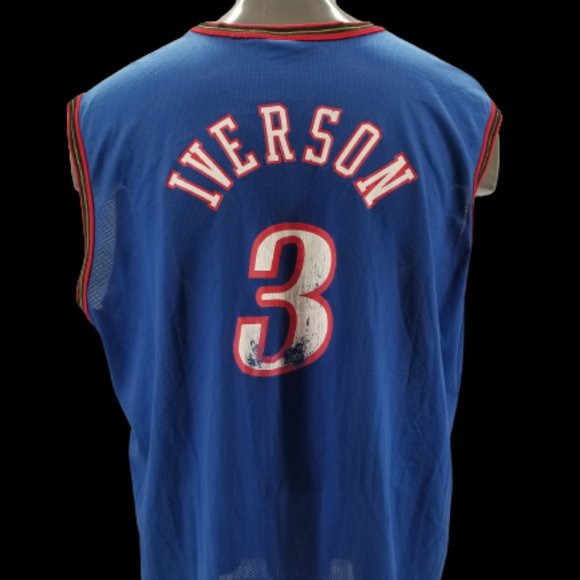 Vintage Champion Philadelphia Sixers ALLEN IVERSON NBA Basketball Jersey Men 48 - Picture 3 of 10